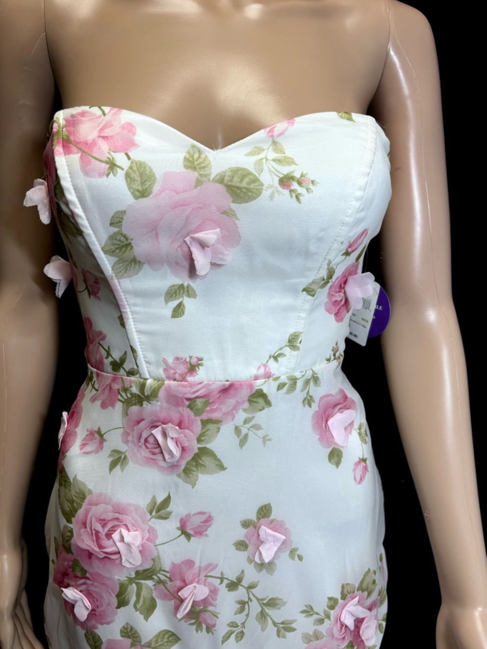 Floral Lace-Up Corset Maxi Dress 🌸 | 3D Roses / Open Back - Picture 2 of 7